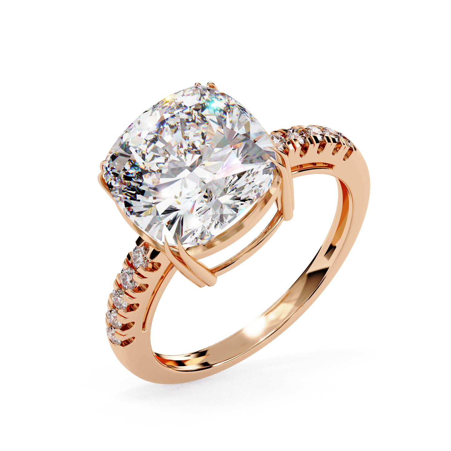 LGD Solitaire Ring Cushion Square (5.38ct) In 14K Gold      #LGD-CU-CD001