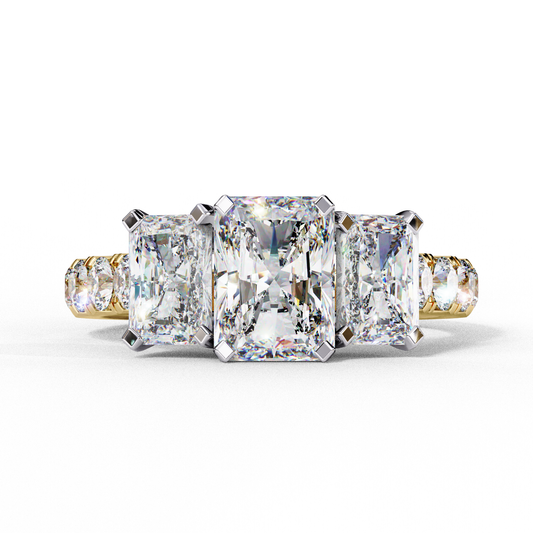 LGD Solitaire Ring Radiant 3 Stone (3.01ct) In 14K Gold