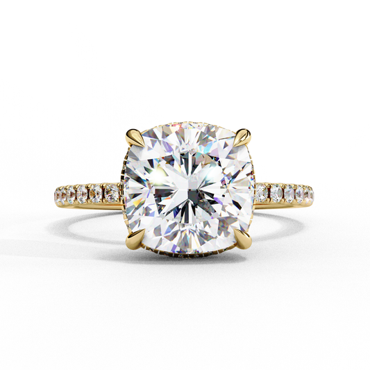 LGD Solitaire Ring Cushion Square Stone (3.54ct) In 14K Gold #LGD-CU-CD008