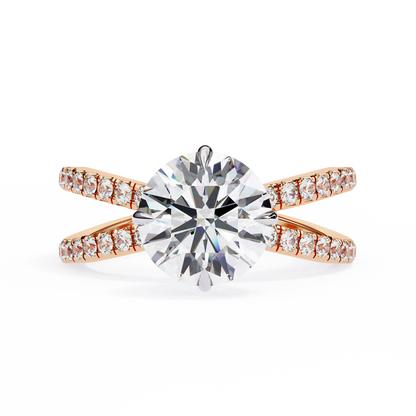 LGD Solitaire Ring Round  Stone (2.24ct) In 14K Gold