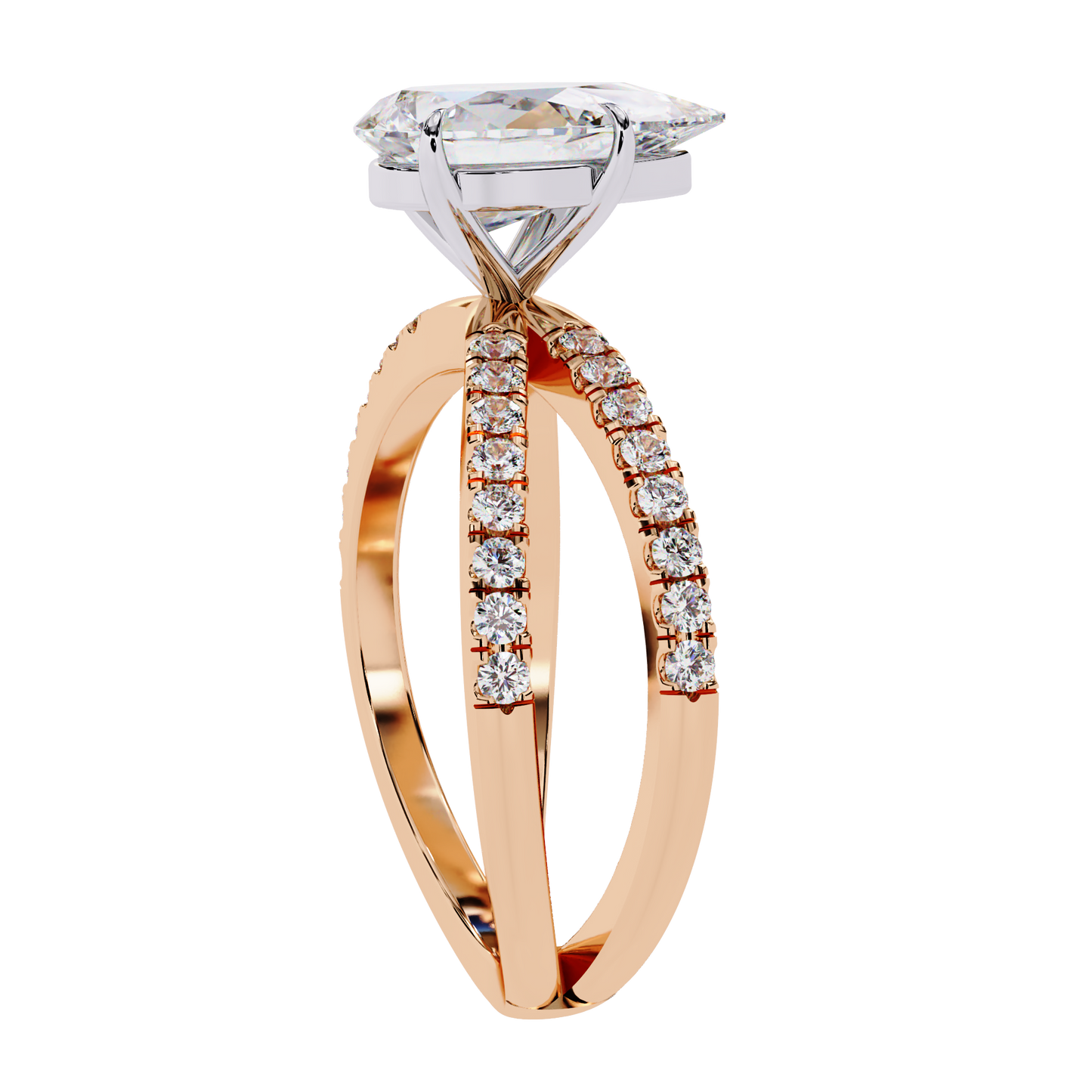 LGD Solitaire Ring Pear  Stone (1.85ct) In 14K Gold