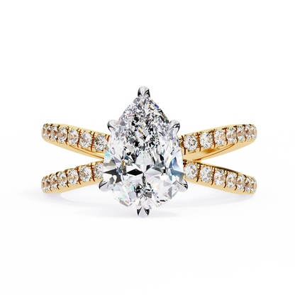 LGD Solitaire Ring Pear  Stone (1.85ct) In 14K Gold