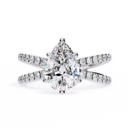LGD Solitaire Ring Pear  Stone (1.85ct) In 14K Gold