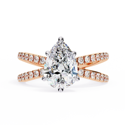 LGD Solitaire Ring Pear  Stone (1.85ct) In 14K Gold