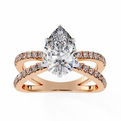 LGD Solitaire Ring Pear  Stone (1.85ct) In 14K Gold