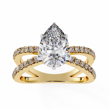 LGD Solitaire Ring Pear  Stone (1.85ct) In 14K Gold