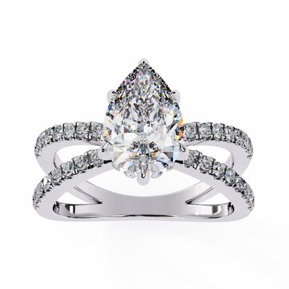 LGD Solitaire Ring Pear  Stone (1.85ct) In 14K Gold