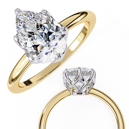 LGD Solitaire Ring Pear Stone (1.87ct) In 14K Gold