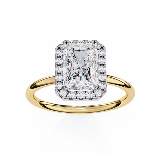 LGD Solitaire Ring Radiant Stone (2.0ct) In 14K Gold