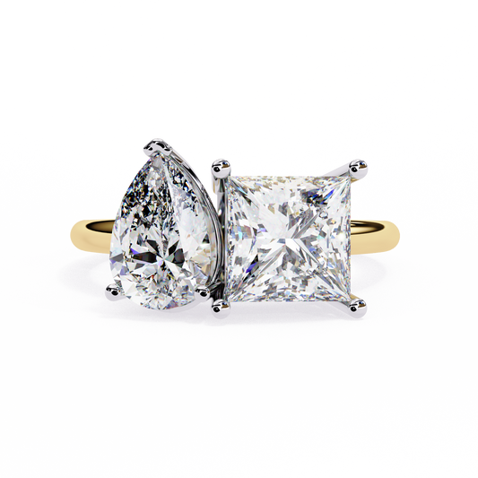 LGD Solitaire Ring Pear(2.15ct) & Princess Stone (2.15ct) In 14K Gold   #LGD-PEPR-CD279