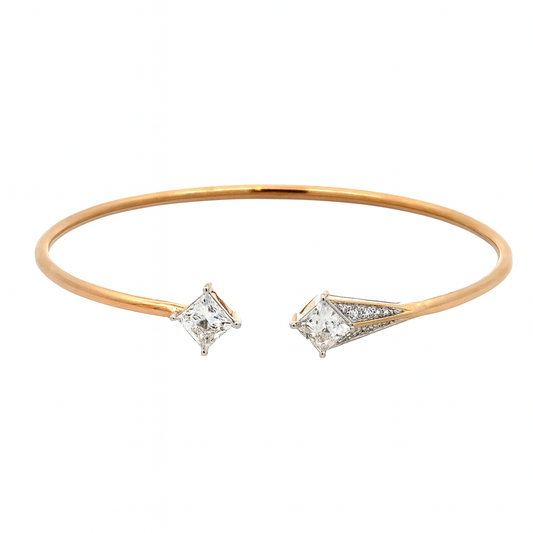 Lab-Grown Diamond Princess Cluster Bangle In 14k Gold IGI Certified