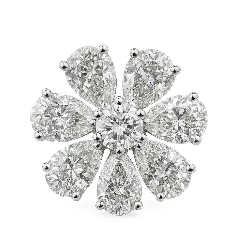 Flower Style Pear Lab Grown Diamond Ring In 14K GOLD