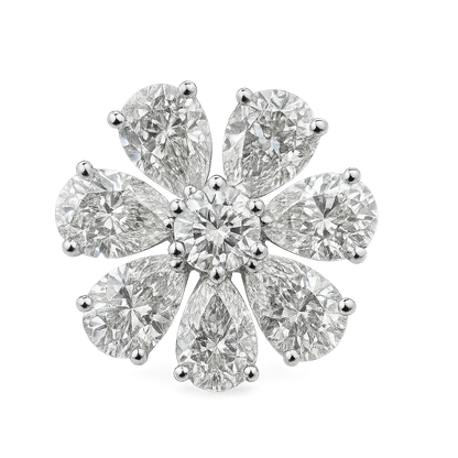 Flower Style Pear Lab Grown Diamond Ring In 14K GOLD