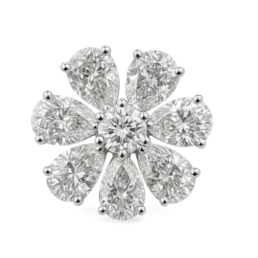 Flower Style Pear Lab Grown Diamond Ring In 14K GOLD