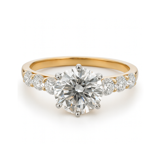 IGI Certified Lab Grown Round Brilliant Diamond Engagement Ring In 14K GOLD