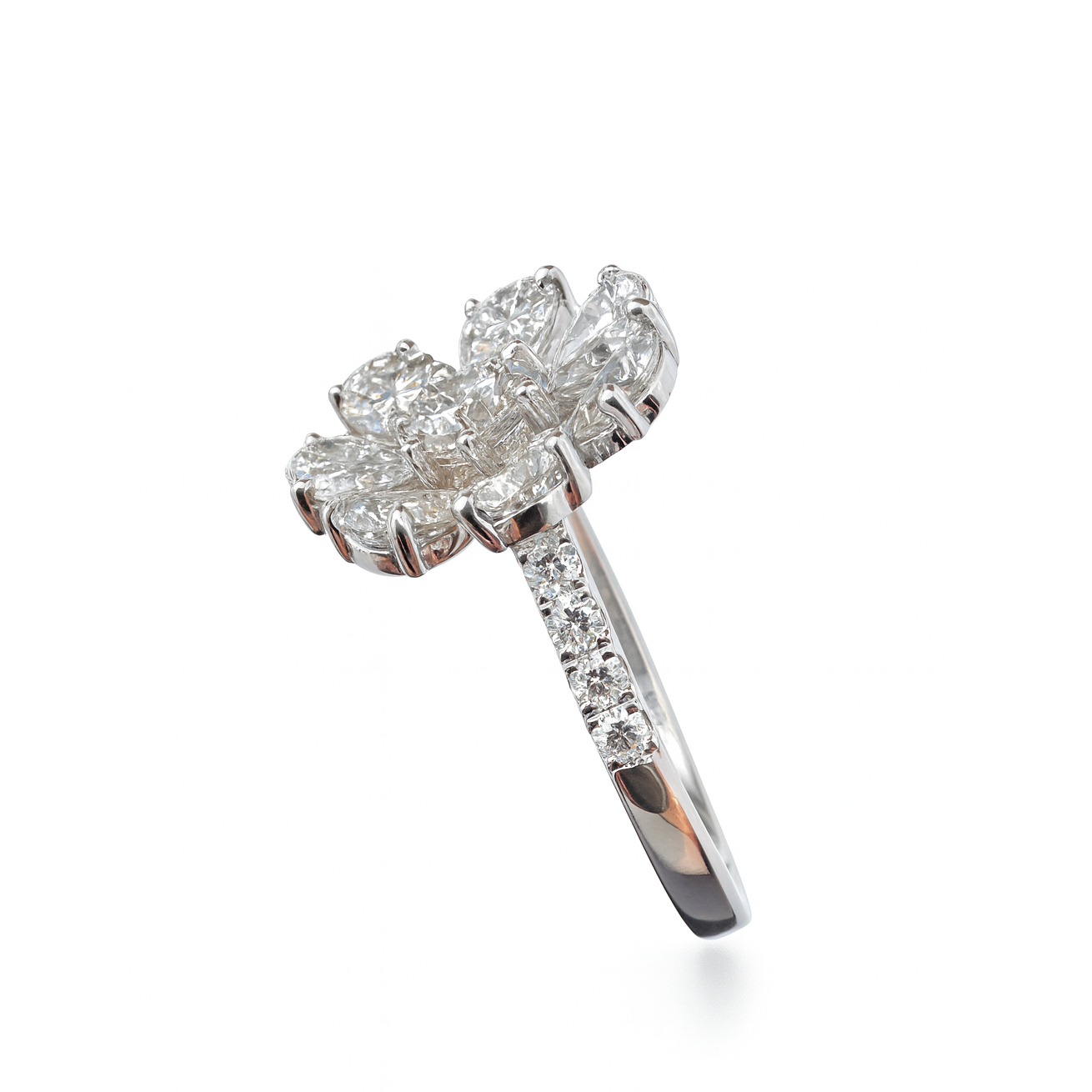 Flower Style Pear Lab Grown Diamond Ring In 14K GOLD