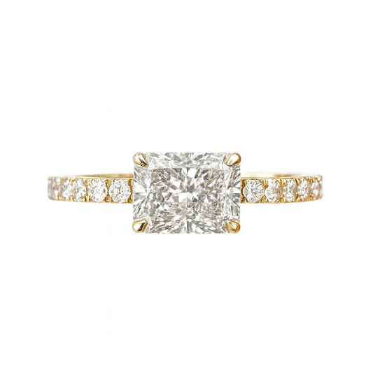 Lab Grown Raddiant Diamond Band Ring In 14k Gold
