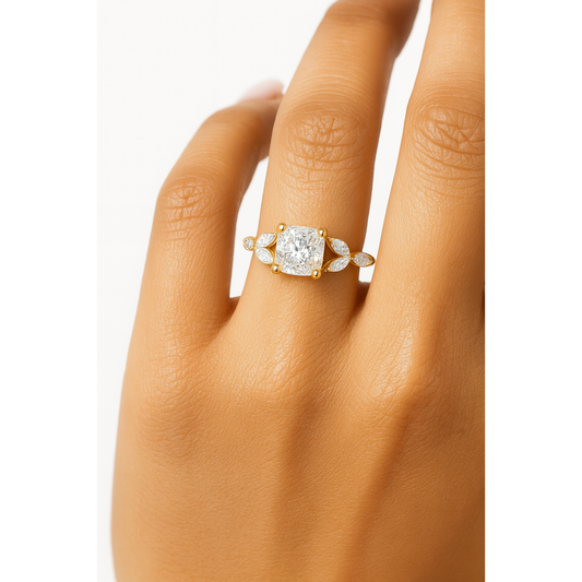 Lab Grown Diamond Solitaire Cushion Ring In 14k Gold
