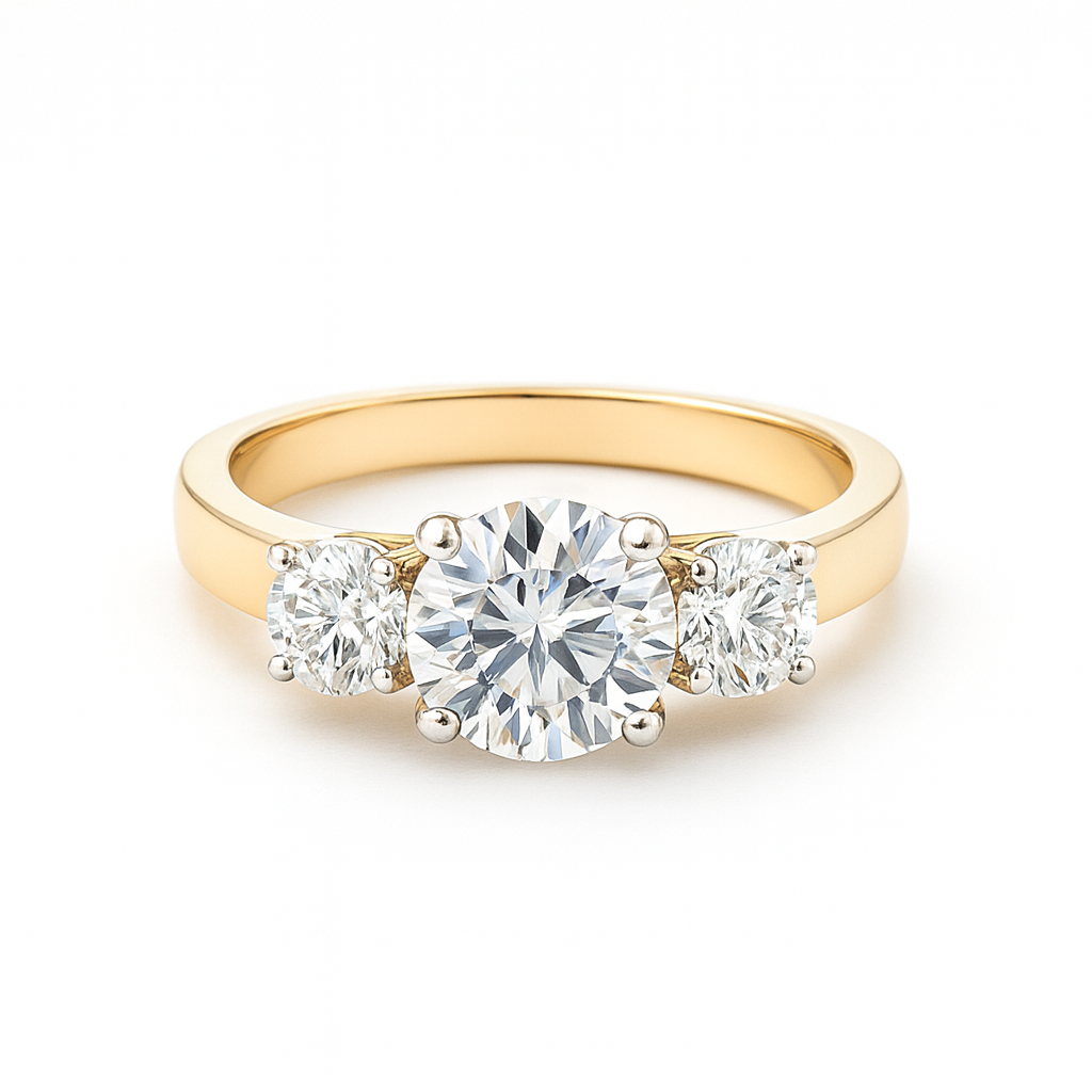 Classic 3 Stone Lab Grown Diamond Anniversary Ring In 14k Gold