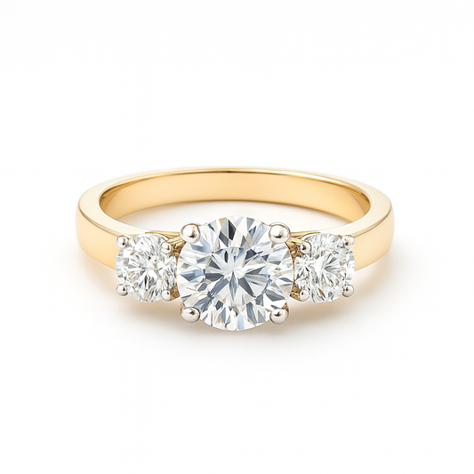 Classic 3 Stone Lab Grown Diamond Anniversary Ring In 14k Gold
