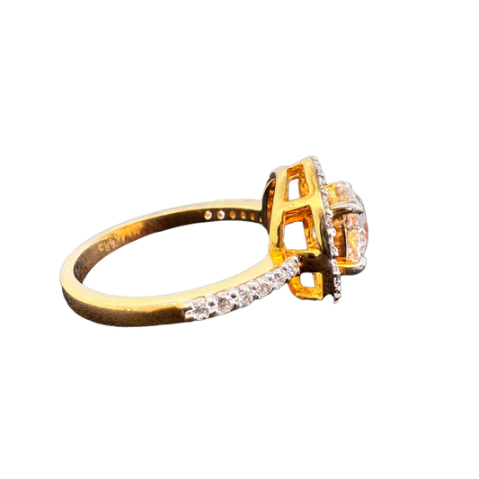 Elegant Round Halo Lab Grown Diamond Engagement Ring 14K Gold