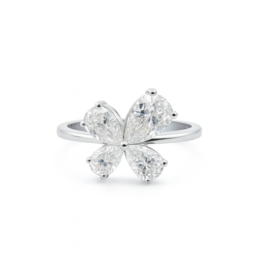 Lab Grown Pear Diamond Butterfly Ring In 14k Gold