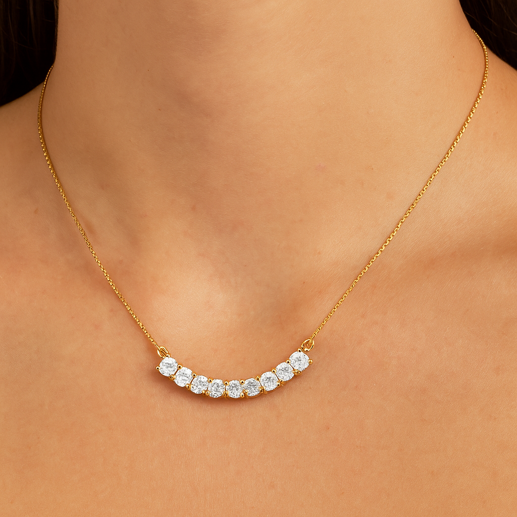 Classic 9 Round Lab Diamond Pendant in Neck