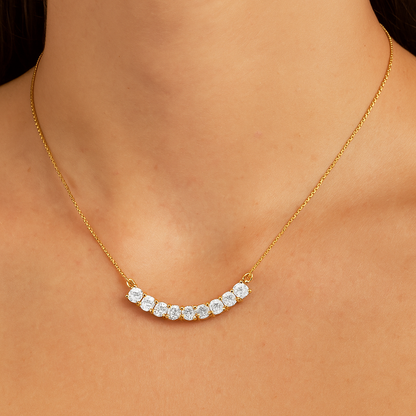 Classic 9 Round Lab Diamond Pendant in Neck