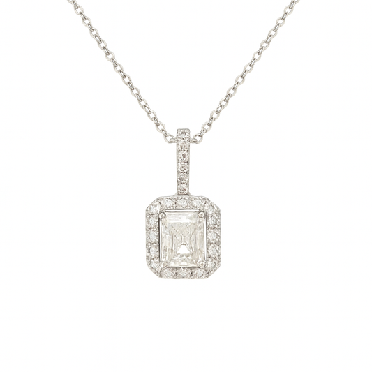 Classic Raddiant Halo Lab Diamond Pendant