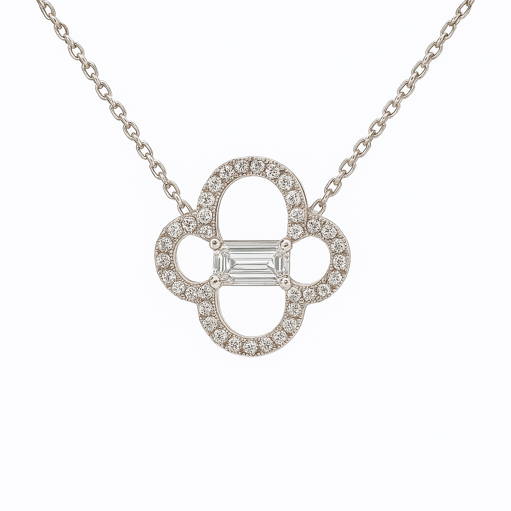 Clover Emerald Cut Lab-grown Diamond Pendant