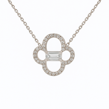 Clover Emerald Cut Lab-grown Diamond Pendant