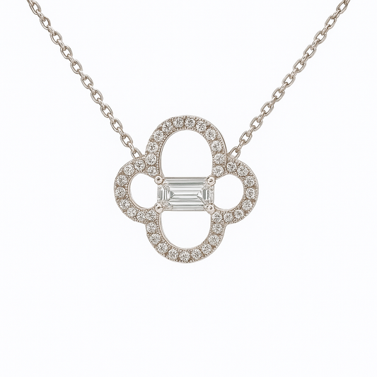 Clover Emerald Cut Lab-grown Diamond Pendant
