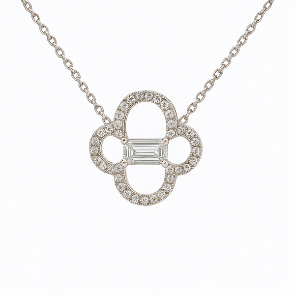 Clover Emerald Cut Lab-grown Diamond Pendant