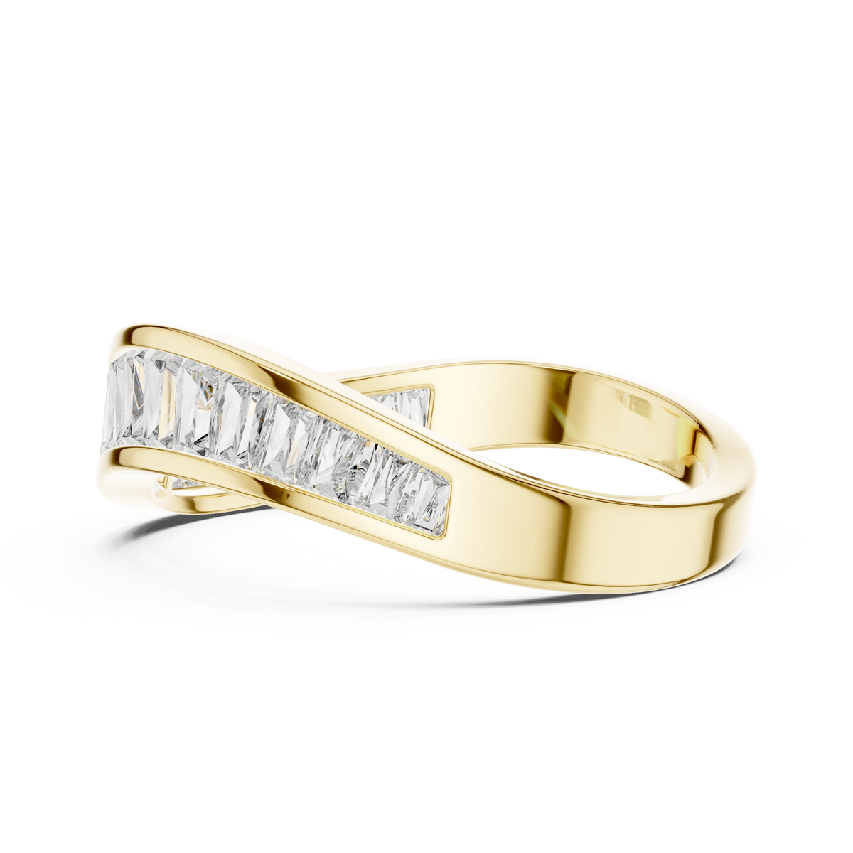 Baguette Lab-Grown Diamond Wedding Band IGI Certified, Yellow Gold