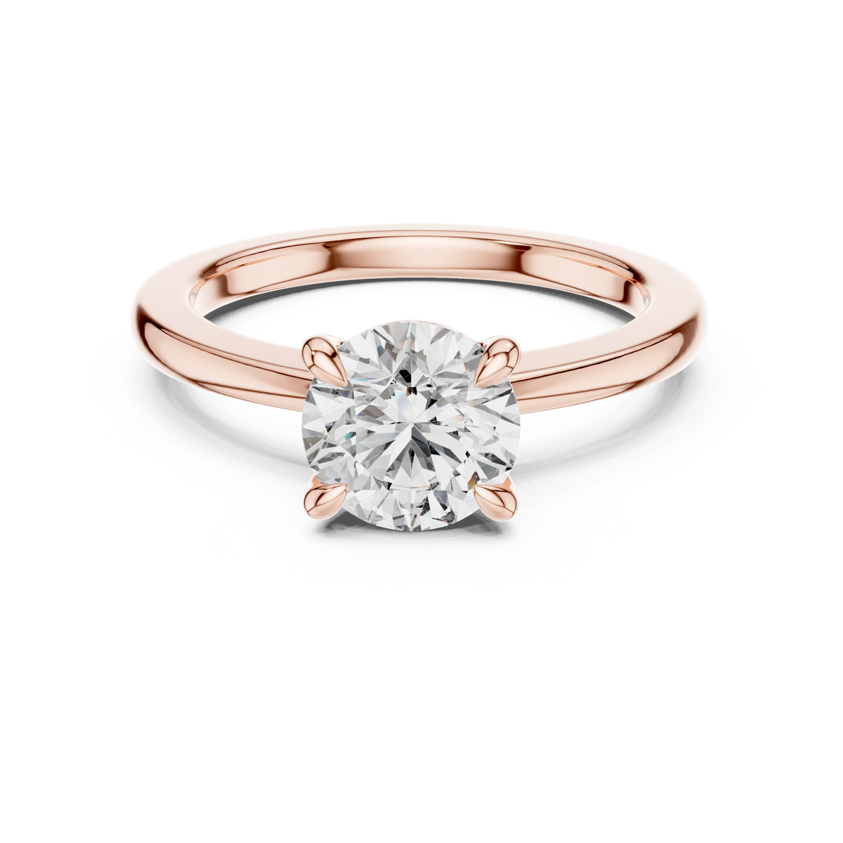 Classic Round Brilliant Lab Grown Diamond Solitaire Ring, Rose Gold