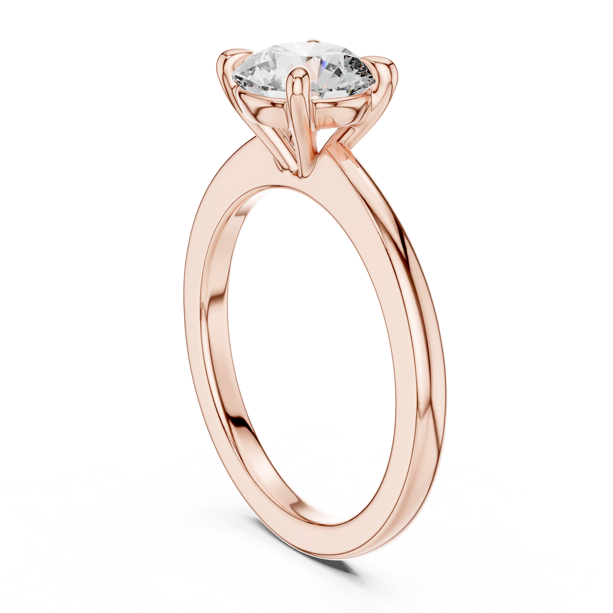 Classic Round Brilliant Lab Grown Diamond Solitaire Ring, Rose Gold