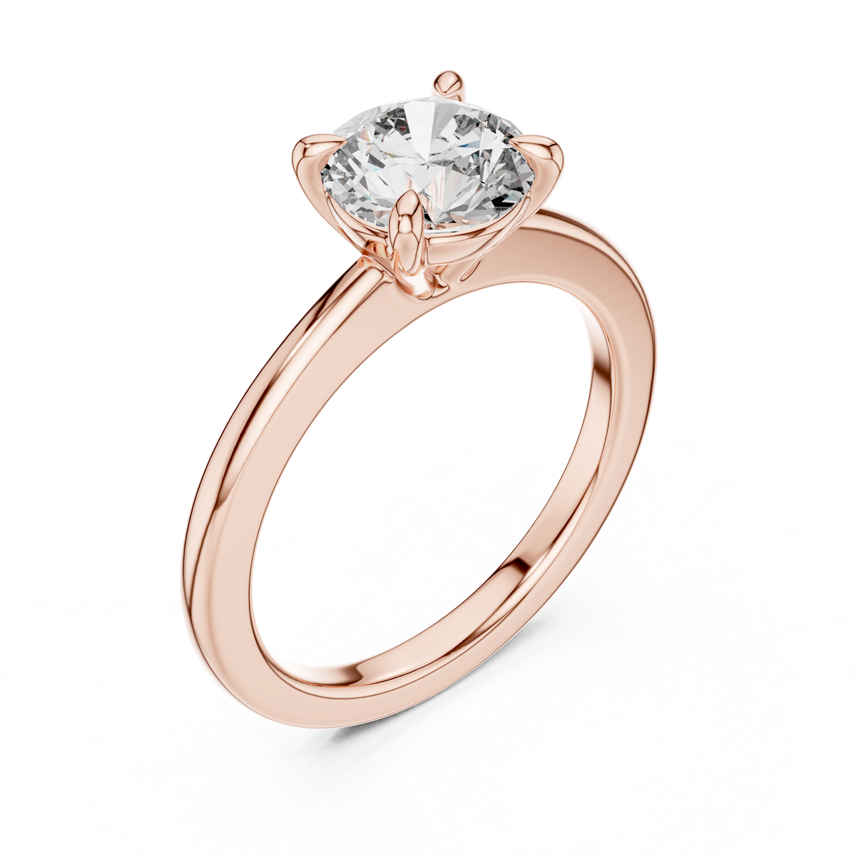 Classic Round Brilliant Lab Grown Diamond Solitaire Ring, Rose Gold