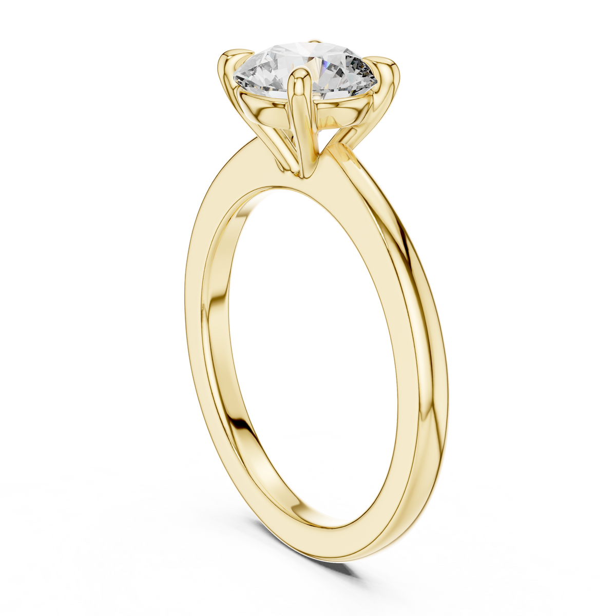 Classic Round Brilliant Lab Grown Diamond Solitaire Ring, Yellow Gold