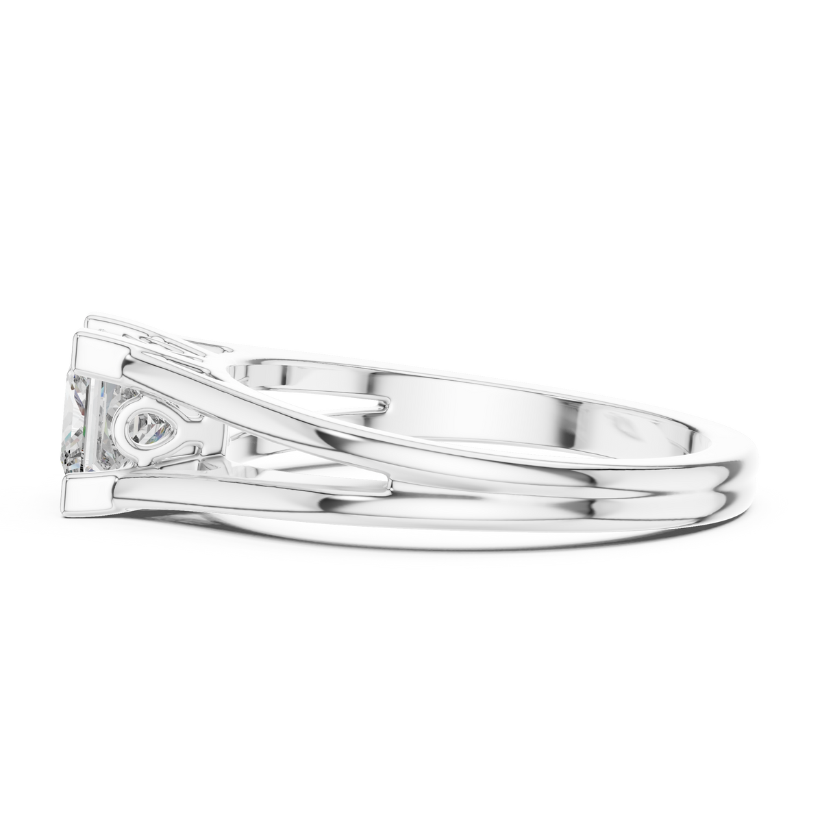 Princess Cut Lab Grown Diamond Classic Solitaire Ring, White Gold