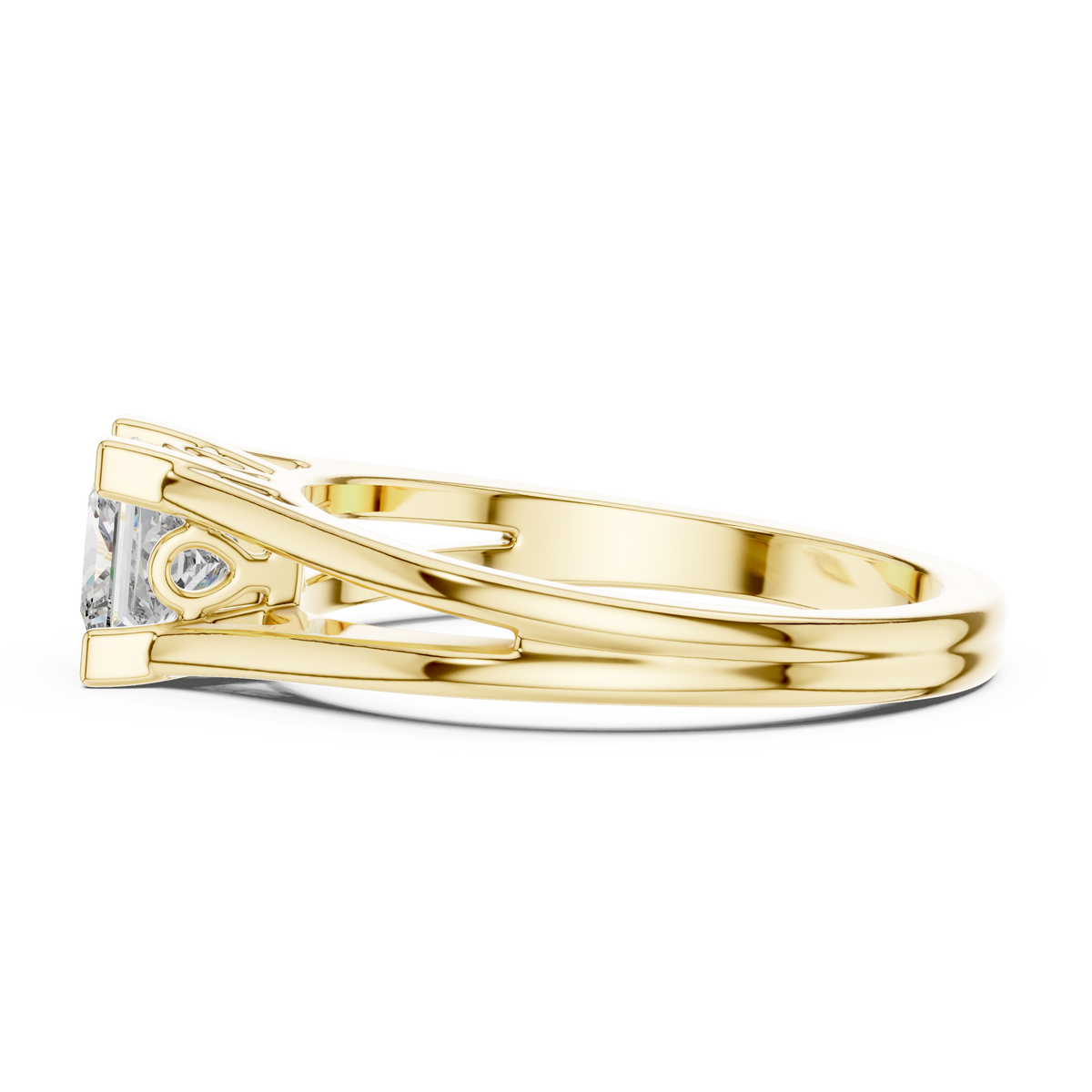 Princess Cut Lab Grown Diamond Classic Solitaire Ring, Yellow Gold