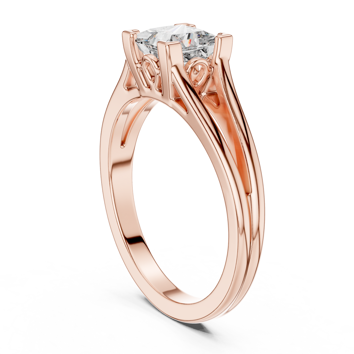 Princess Cut Lab Grown Diamond Classic Solitaire Ring, Rose Gold