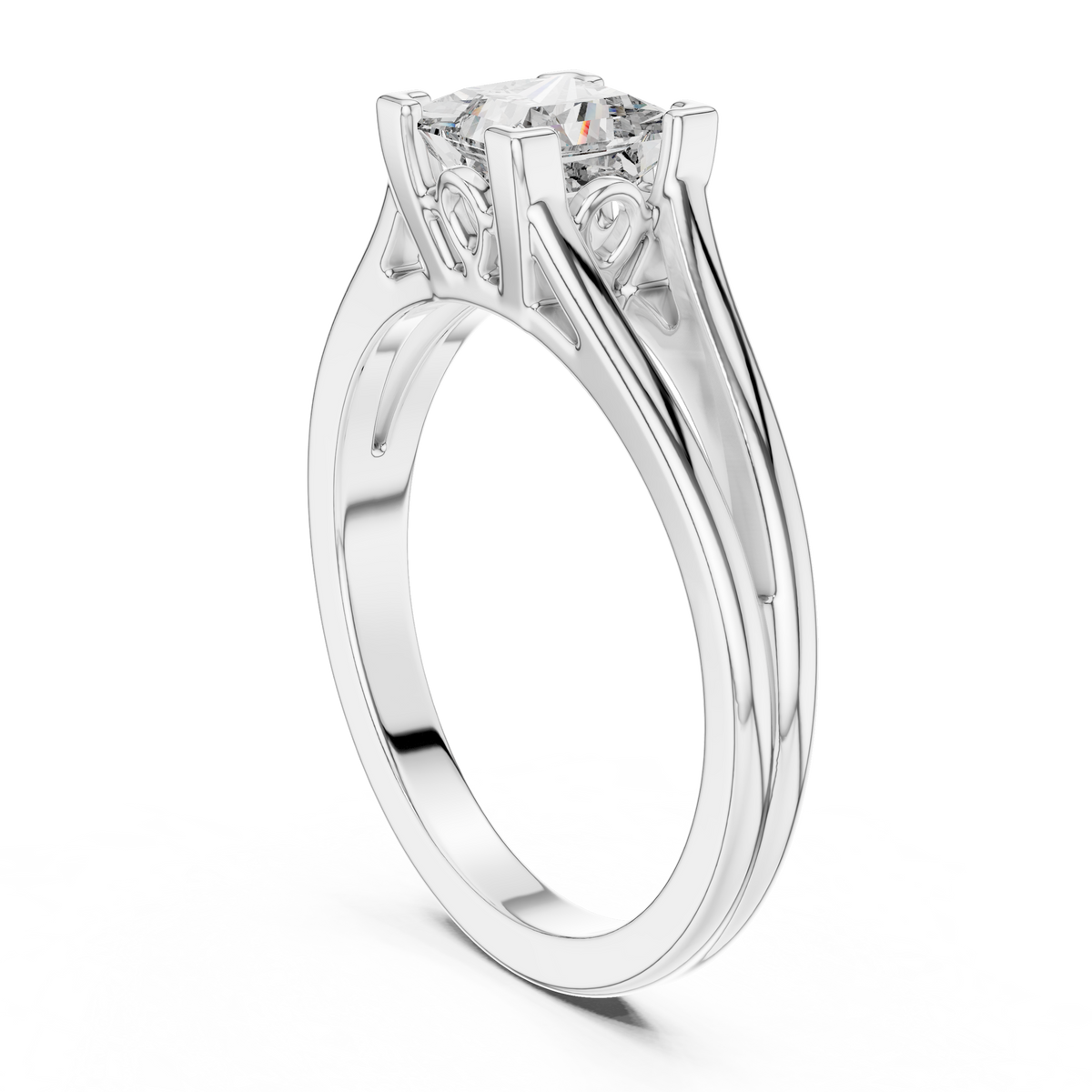 Princess Cut Lab Grown Diamond Classic Solitaire Ring, White Gold