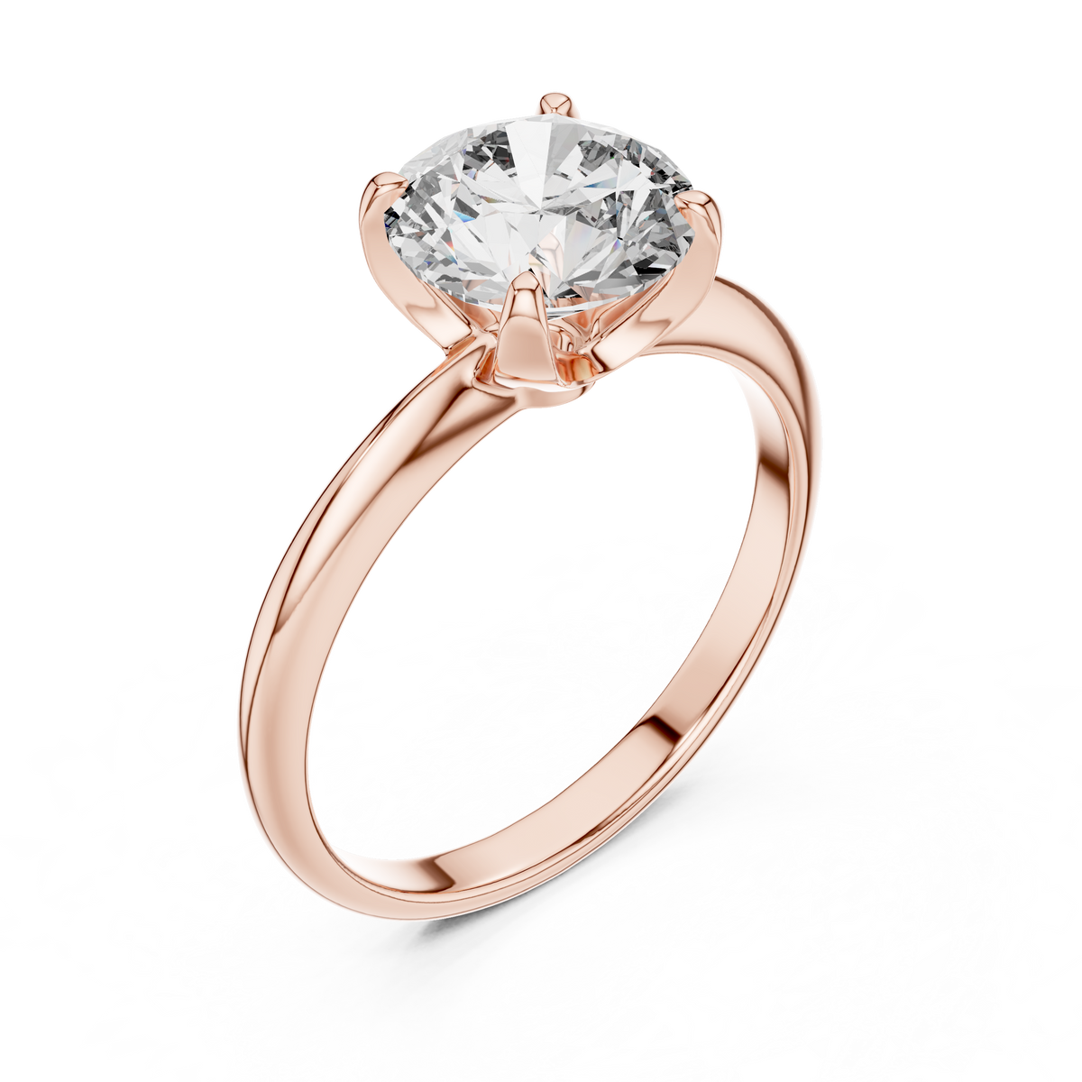Round Lab Grown Diamond Office Wear Solitaire Ring, Rose Gold