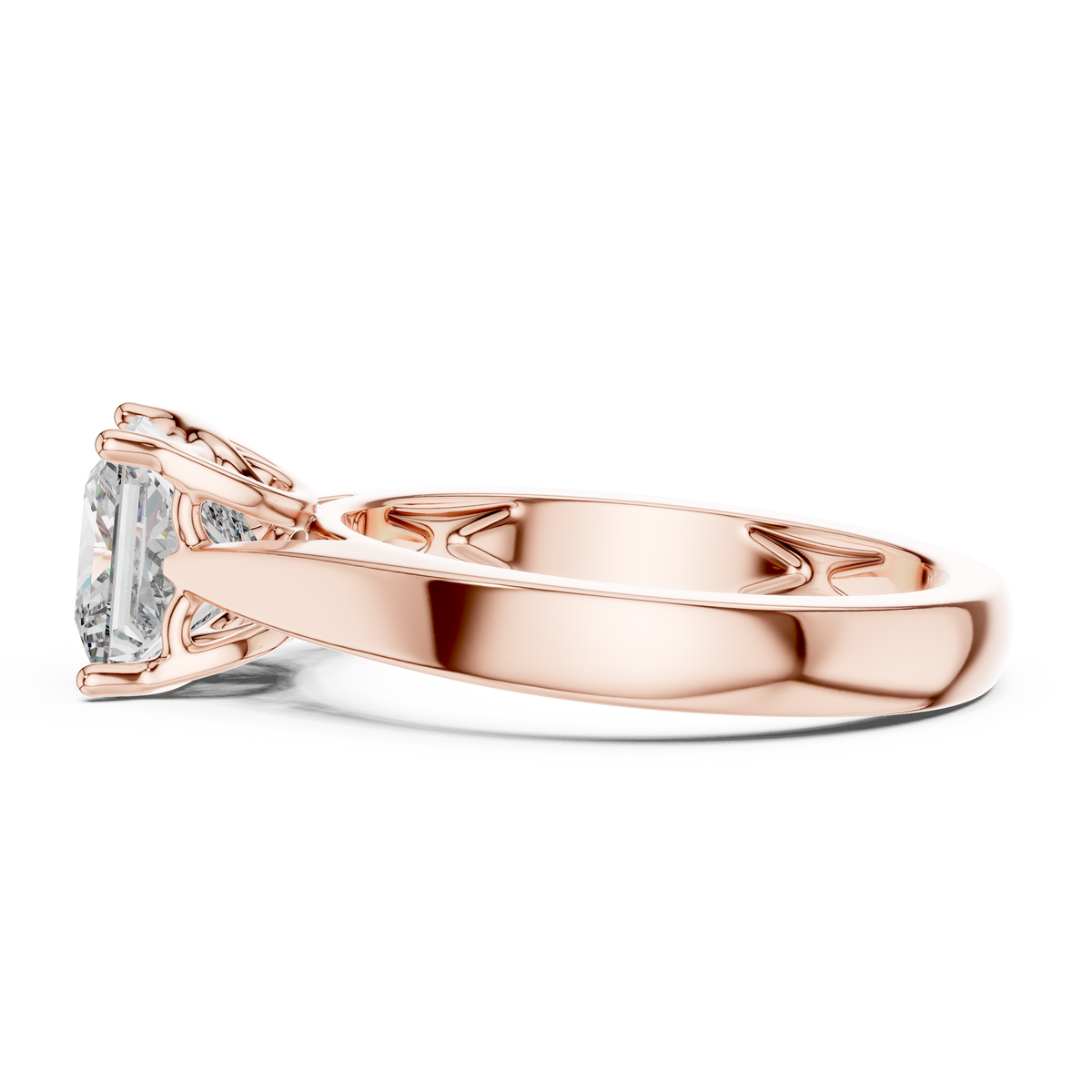Princess Cut Lab Grown Diamond Statement Solitaire Ring, Rose Gold