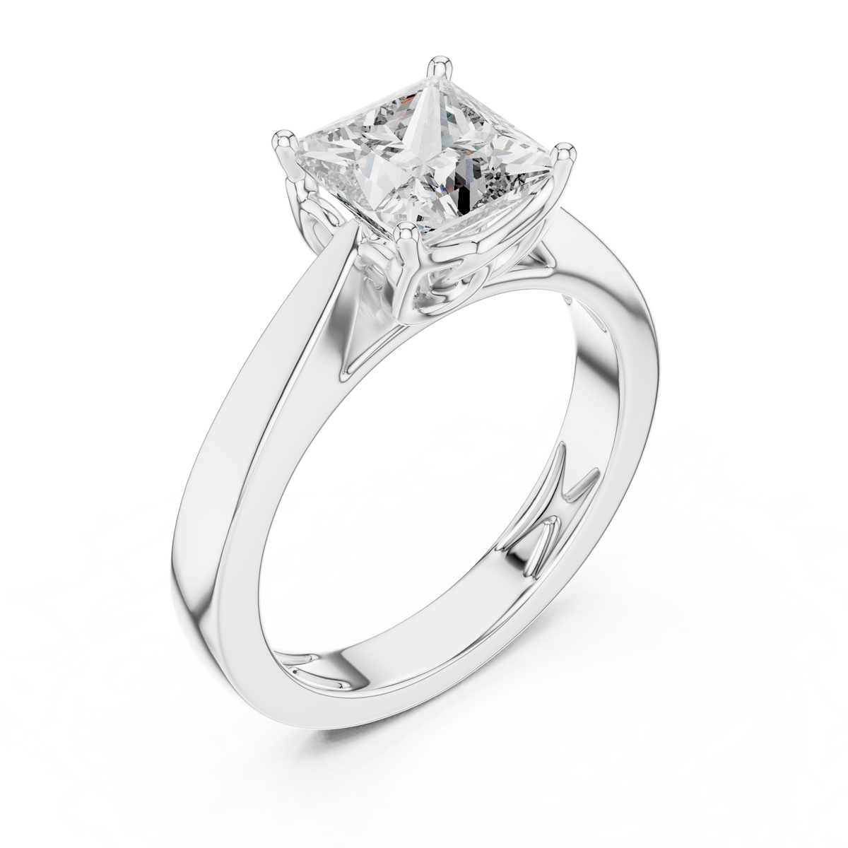 Princess Cut Lab Grown Diamond Statement Solitaire Ring, White Gold
