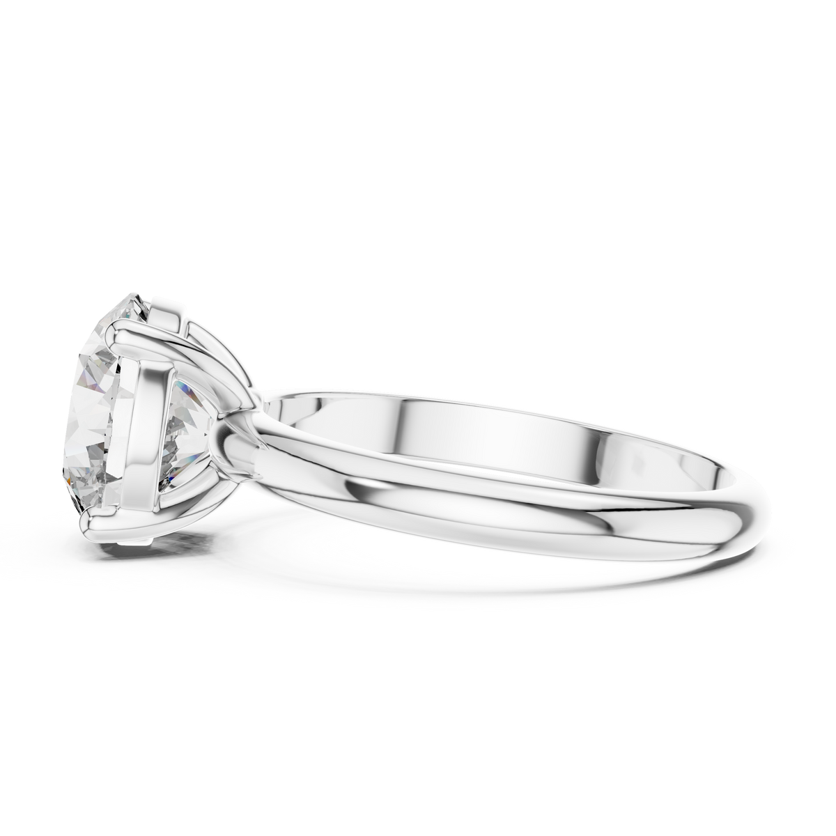 Round Lab Grown Diamond Daily Wear Solitaire Ring, White Gold