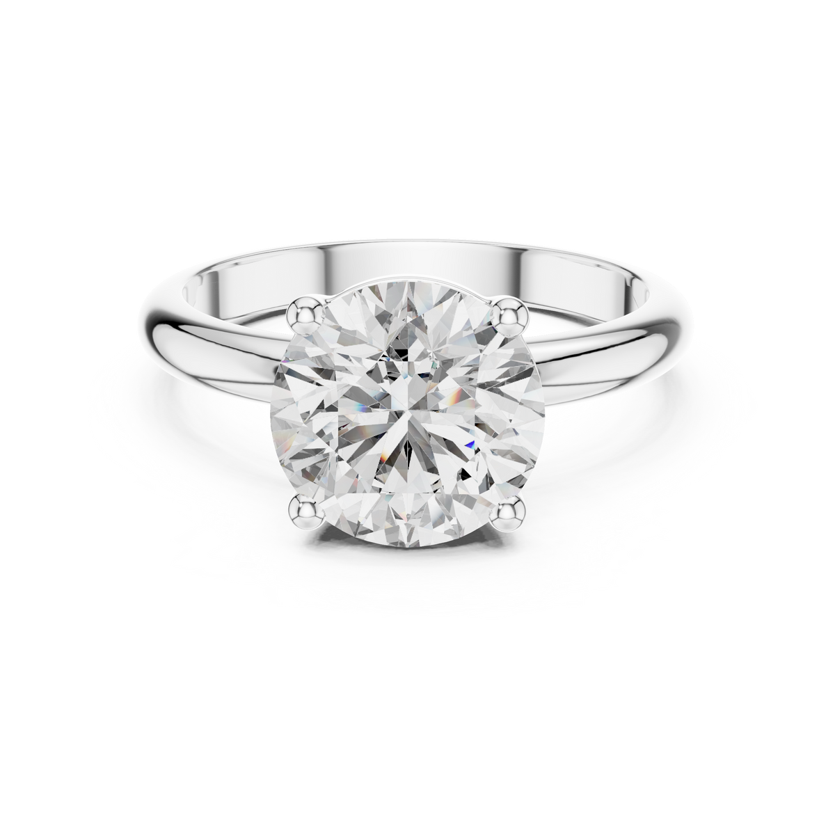 Round Lab Grown Diamond Daily Wear Solitaire Ring, White Gold