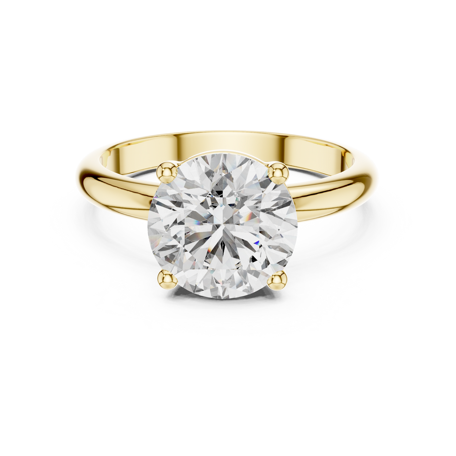 Round Lab Grown Diamond Daily Wear Solitaire Ring, Yellow Gold