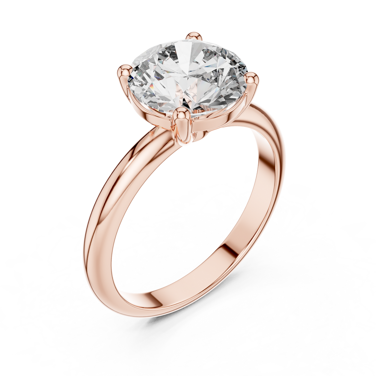 Round Lab Grown Diamond Daily Wear Solitaire Ring, Rose Gold