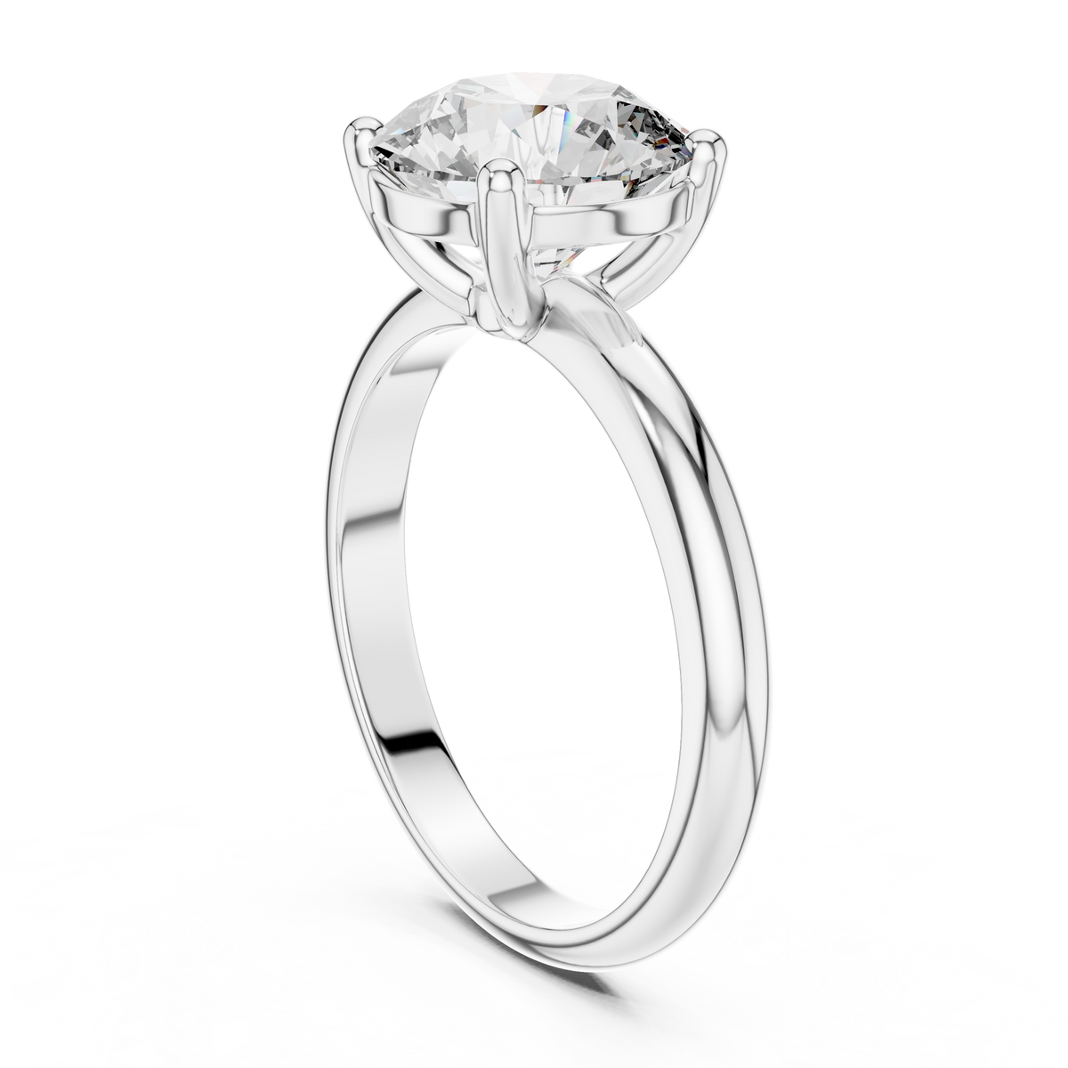 Round Lab Grown Diamond Daily Wear Solitaire Ring, White Gold